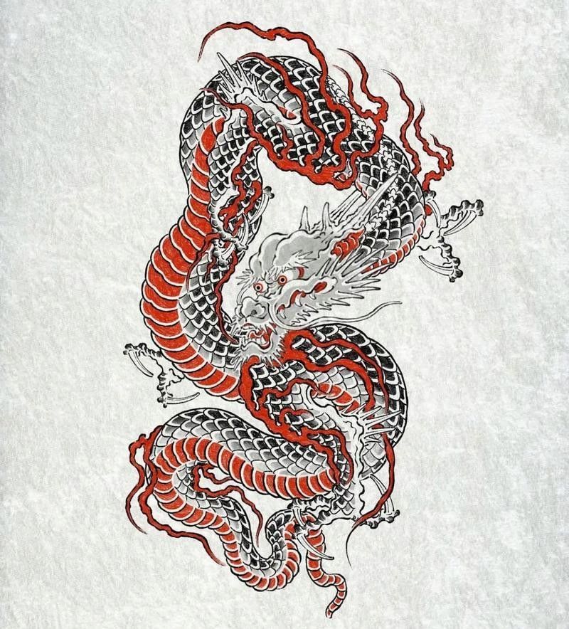 能推薦一些紅龍紋身圖案嗎：幾種風格鮮明的紅龍紋身圖案推薦