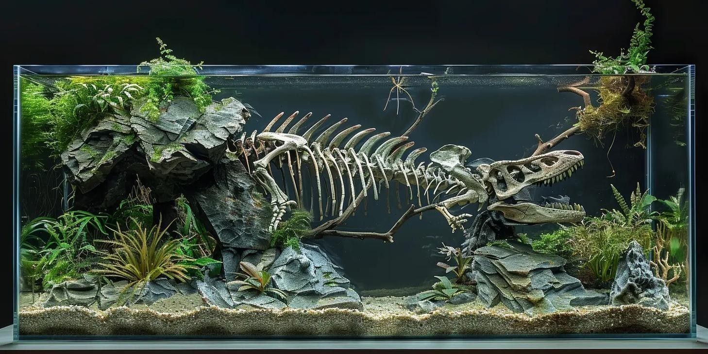 給我一些恐龍魚缸布景效果圖：幾種恐龍主題魚缸布景方案及效果圖參考：如需更多風(fēng)格參考