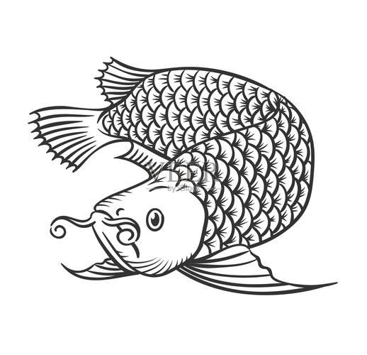 給我一張龍魚的素描圖片（手繪線描龍魚東揚繪畫:手繪線描龍魚東揚繪畫）