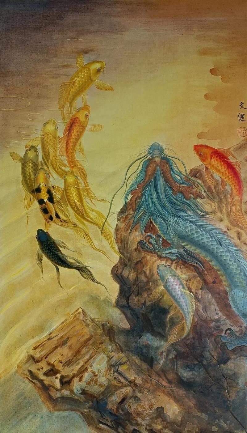 紅龍魚水墨風(fēng)格壁紙示例（紅龍魚水墨風(fēng)格壁紙）