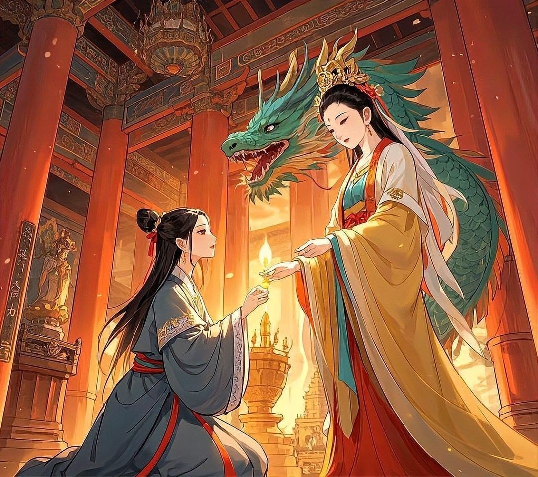 龍女拜觀音的故事情節（神話故事《龍女拜觀音》）