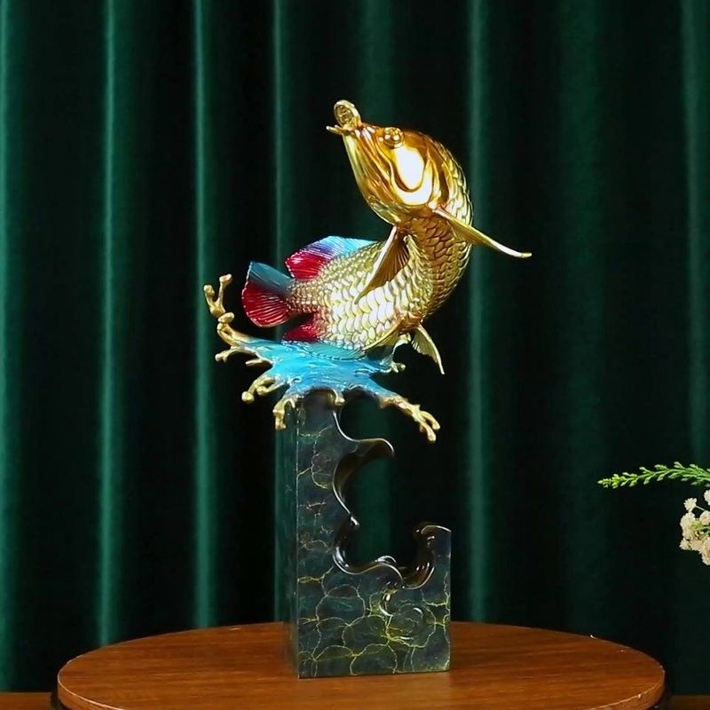 龍魚躍龍門，金龍魚擺件，金龍魚躍龍門的寓意