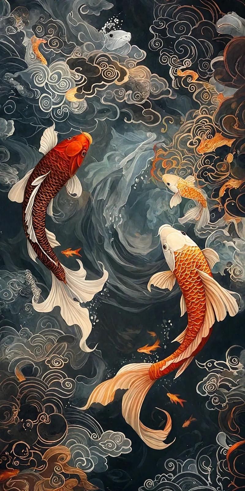 紅金龍魚壁紙有哪些款式，紅金龍魚壁紙