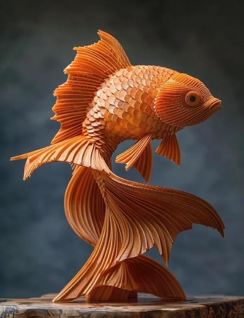 給我一些木雕金魚的圖片，木雕金魚的藝術(shù)魅力