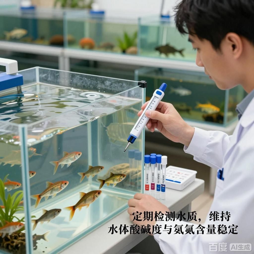 能否提供更多預(yù)防魚(yú)類(lèi)體表潰爛的措施，四張插畫(huà)圍繞魚(yú)類(lèi)體表潰爛預(yù)防展開(kāi)