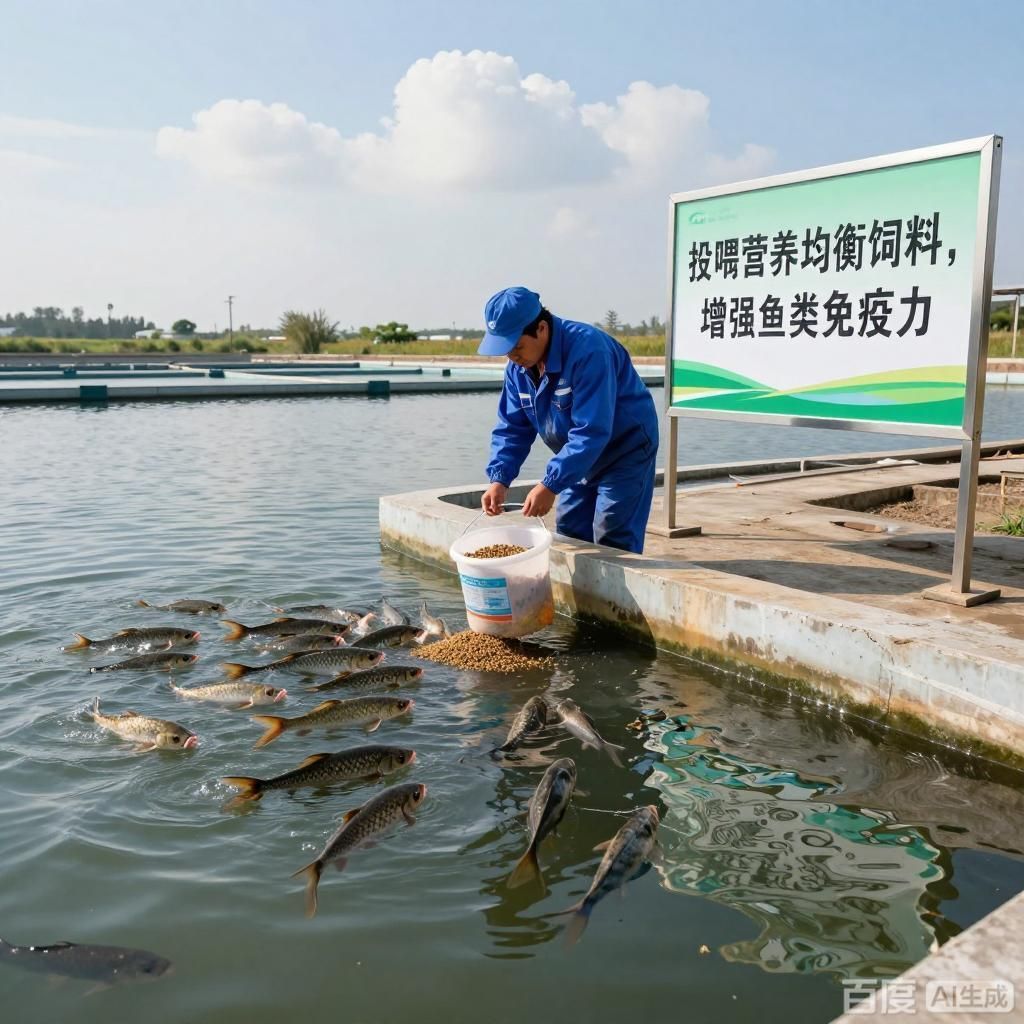 能否提供更多預(yù)防魚(yú)類(lèi)體表潰爛的措施，四張插畫(huà)圍繞魚(yú)類(lèi)體表潰爛預(yù)防展開(kāi)