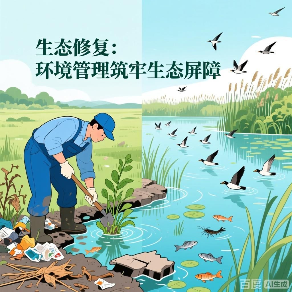環境管理如何促進可持續發展，4張圖均為環境管理助力可持續發展的主題插畫