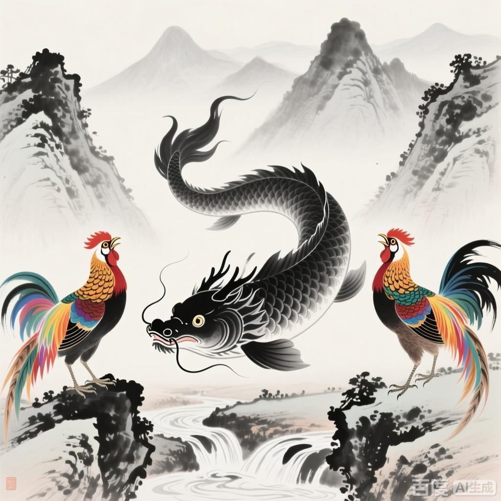 龍魚與其他吉祥物的搭配，龍魚與其他吉祥物的搭配方式