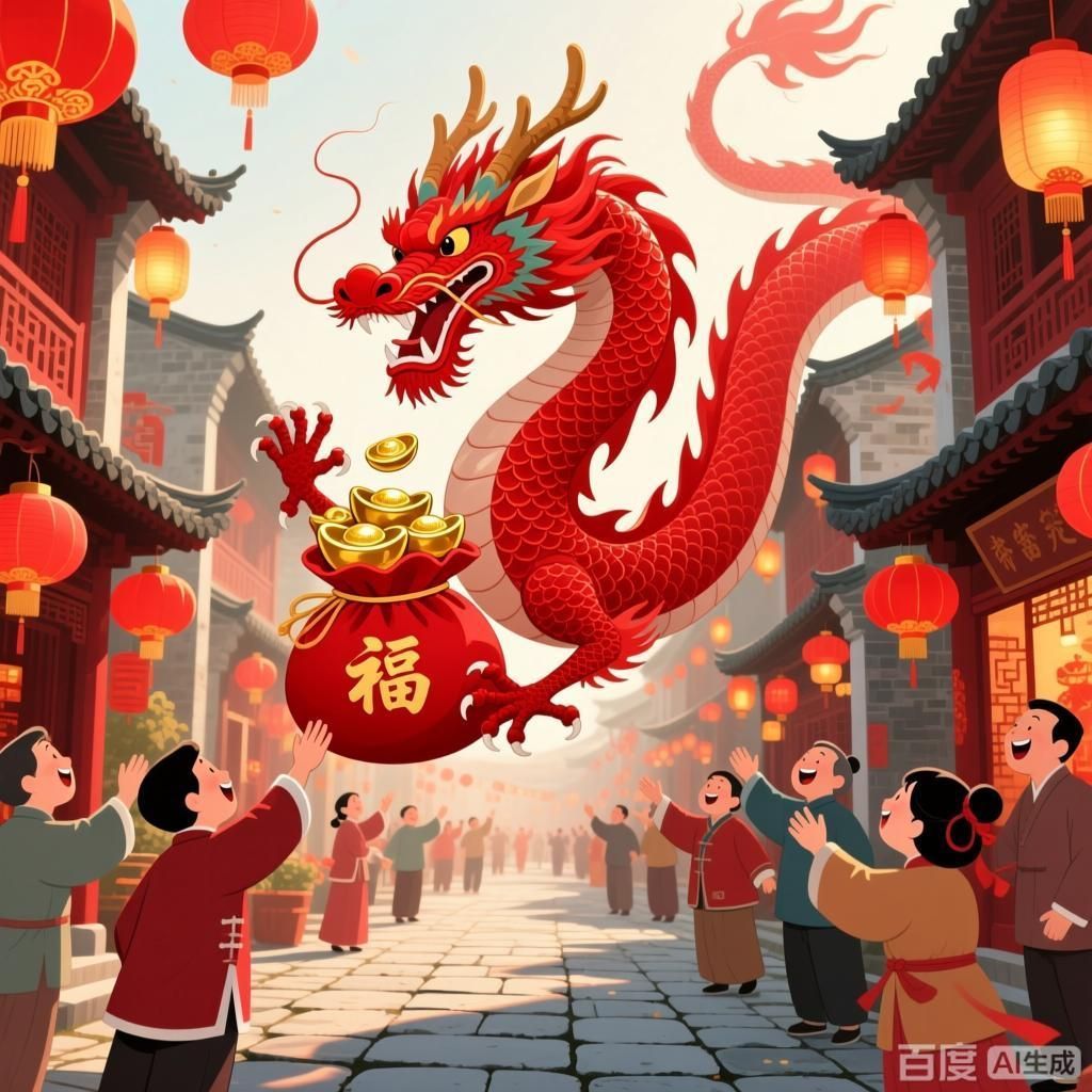 詳解紅龍在民間信仰中的靈力，四幅圍繞民間信仰中紅龍靈力的插畫