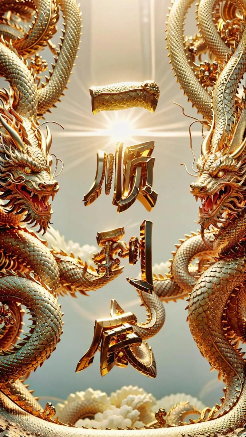 有沒有帶文字的招財金龍壁紙