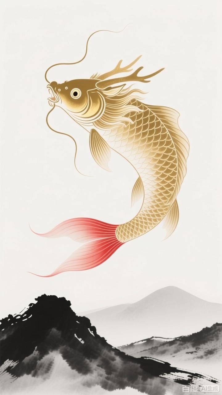 如何制作一張簡約國風金龍魚壁紙，一張簡約國風金龍魚壁紙