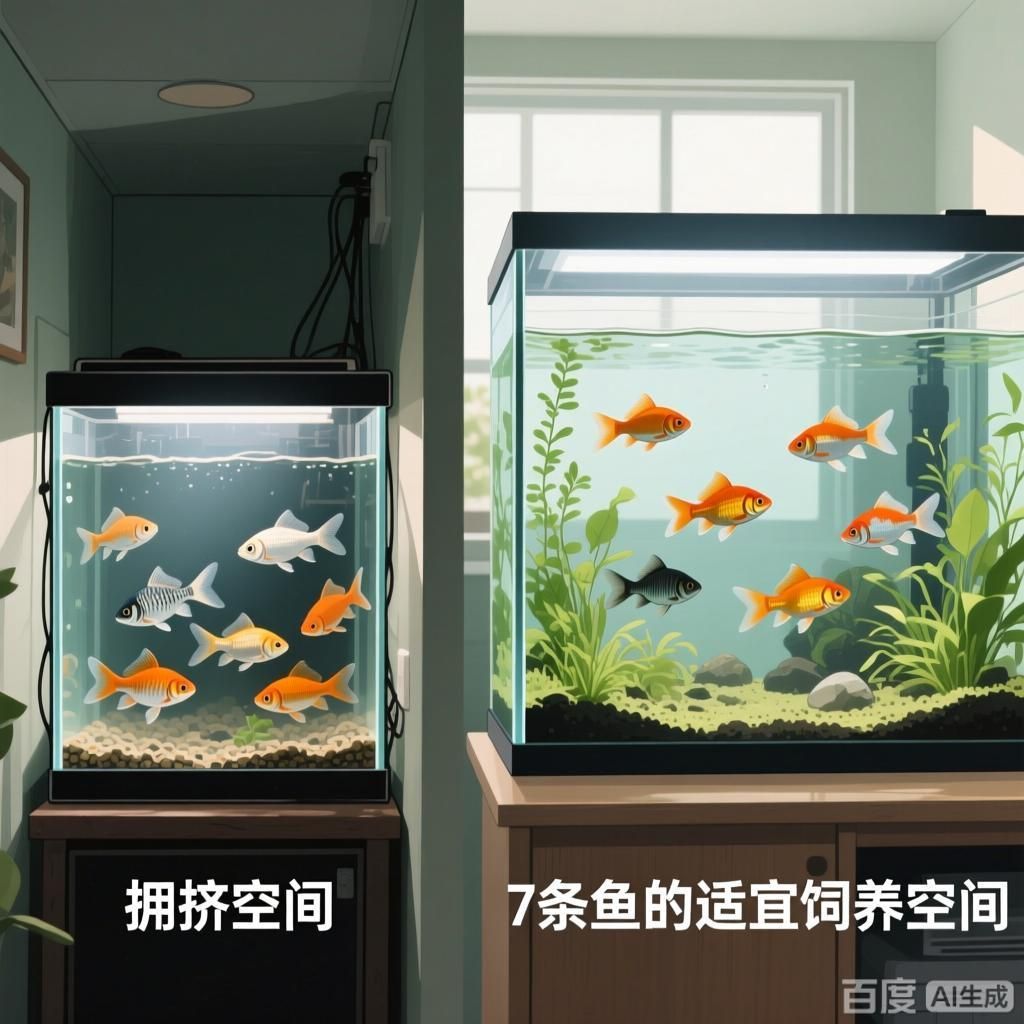 魚缸里養(yǎng)七條魚需要多大的空間，七條魚在60的魚缸里會顯得擁擠嗎？