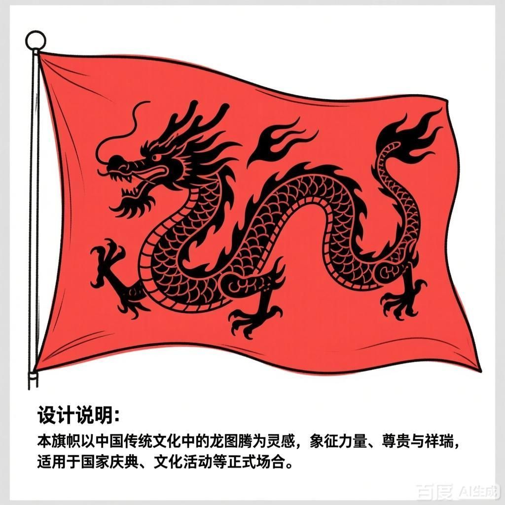 能否提供紅龍旗的設計草圖，紅龍旗的設計草圖