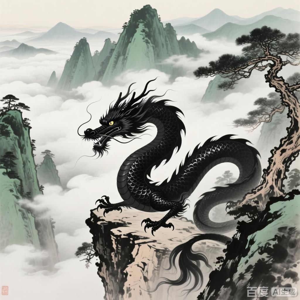 能否提供更多關于黑龍的傳說，關于黑龍的傳說故事，能否提供更多不同風格的黑龍配圖