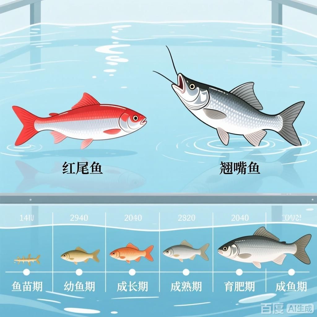紅尾魚和翹嘴魚的養殖周期對比，尾魚和翹嘴魚的養殖周期對比