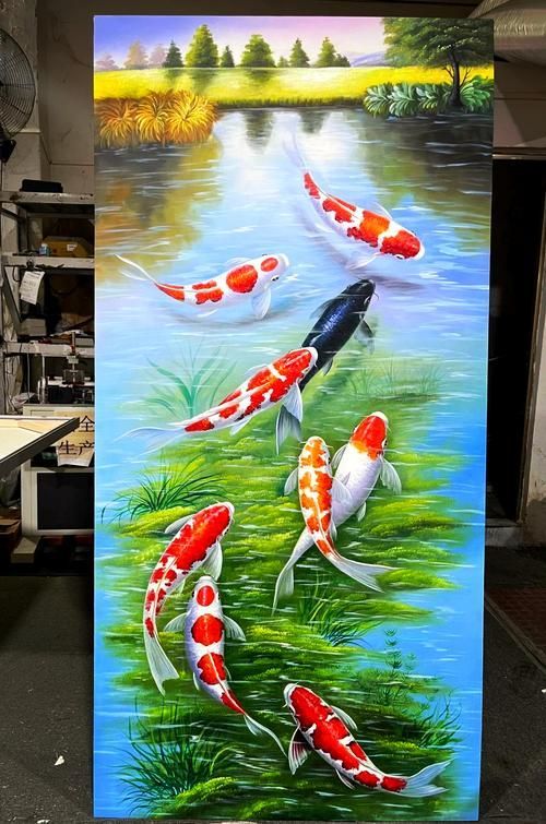 推薦一些九龍魚風(fēng)水畫的藝術(shù)家，九龍魚風(fēng)水畫作品《紅荔九魚圖》中的九龍魚風(fēng)水畫作品 推薦一些九龍魚風(fēng)水畫的藝術(shù)家，九龍魚風(fēng)水畫作品《紅荔九魚圖》中的九龍魚風(fēng)水畫作品 龍魚百科 第2張