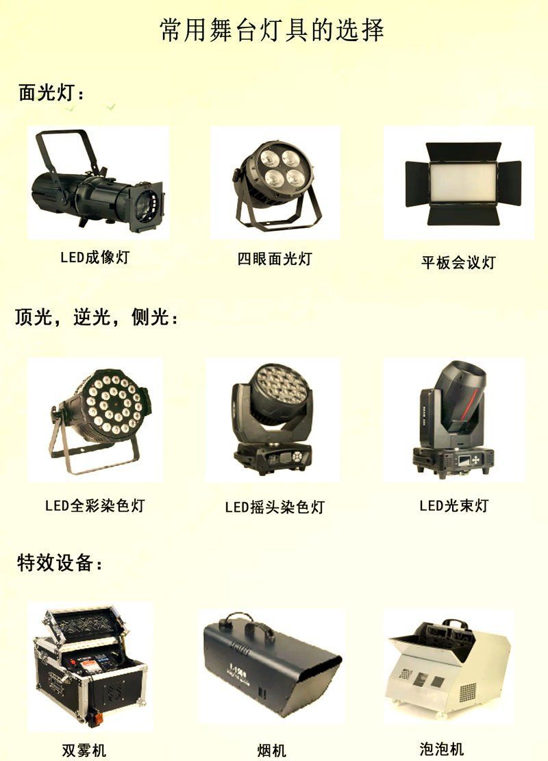有哪些設備可以配合燈光使用，舞臺燈光配套設備清單