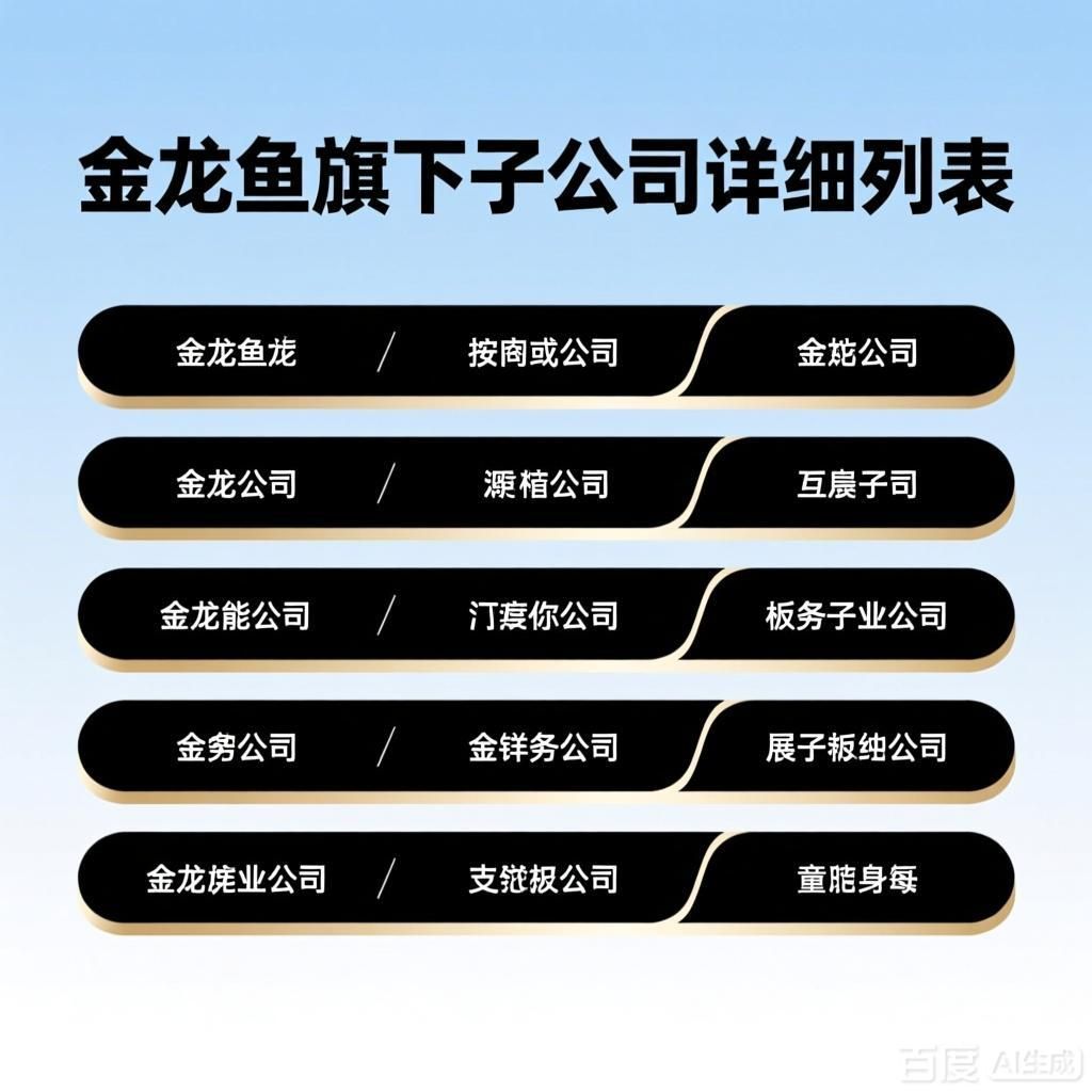 請(qǐng)?zhí)峁┙瘕堲~旗下子公司的詳細(xì)列表，金龍魚旗下子公司的詳細(xì)列表