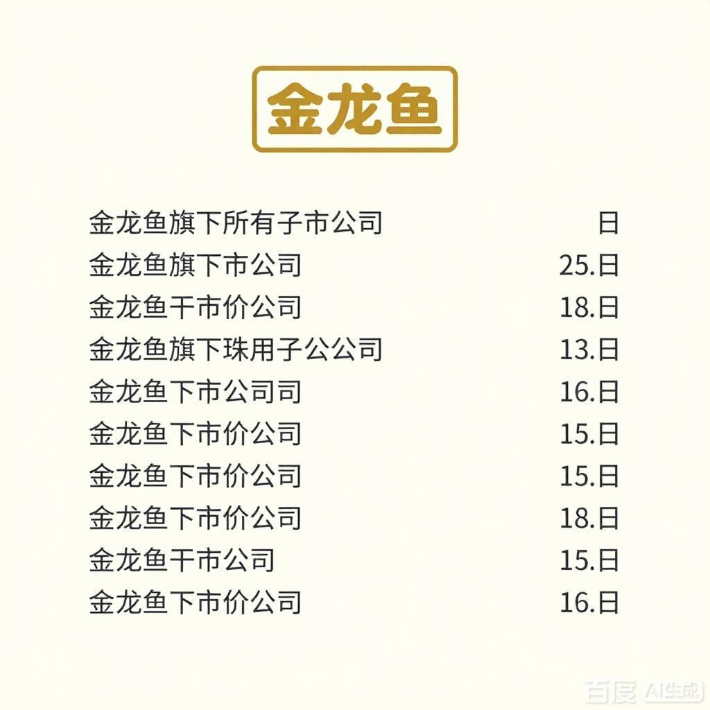 請(qǐng)?zhí)峁┙瘕堲~旗下子公司的詳細(xì)列表，金龍魚旗下子公司的詳細(xì)列表
