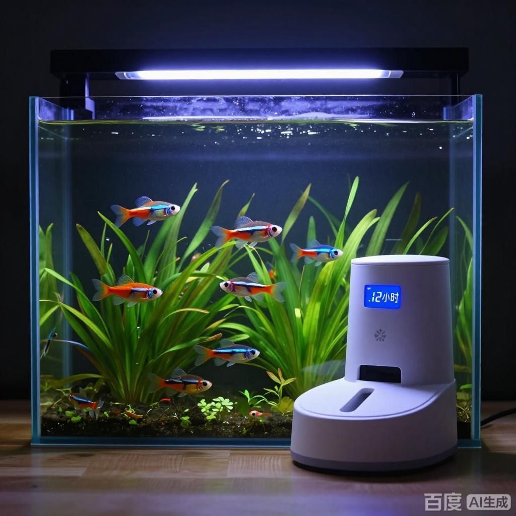 孔雀魚多久喂一次，4張圖圍繞孔雀魚喂食主題展開以寫實(shí)水族風(fēng)格呈現(xiàn)