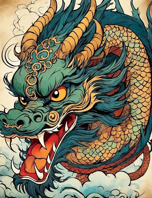能否提供一張紅龍插畫藝術作品圖片，能否提供一張紅龍插畫藝術作品