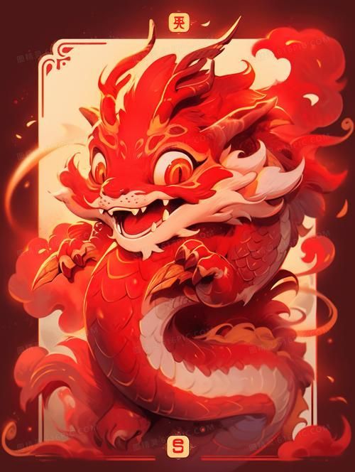 能否提供一張紅龍插畫藝術作品圖片，能否提供一張紅龍插畫藝術作品