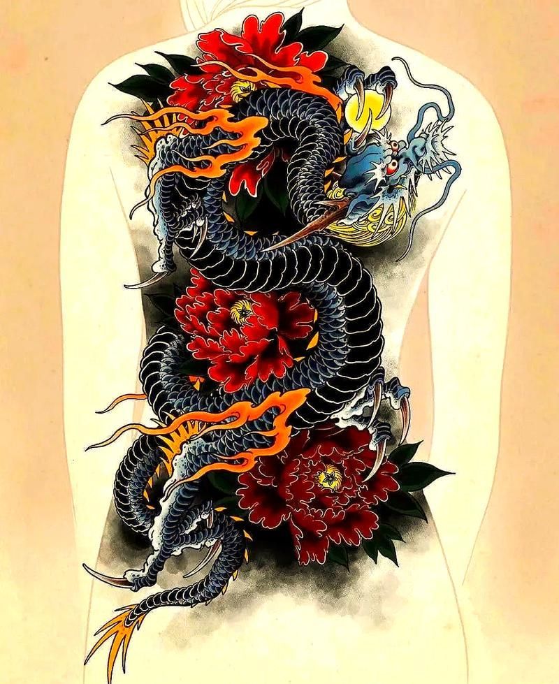 紅龍紋身圖案創意，紅龍紋身的設計風格與部位搭配指南