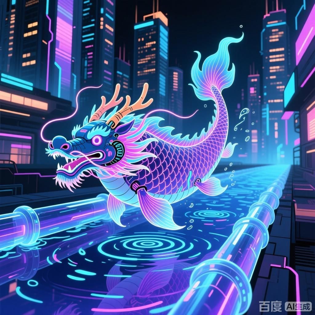 能否提供更多龍魚戲的現(xiàn)代創(chuàng)新例子，四幅插畫圍繞龍魚戲的現(xiàn)代創(chuàng)新展開