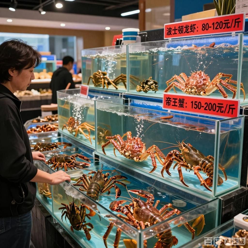 這些漁場的價格范圍是多少？，4張圖均圍繞漁場及價格展開以寫實風格呈現不同風格