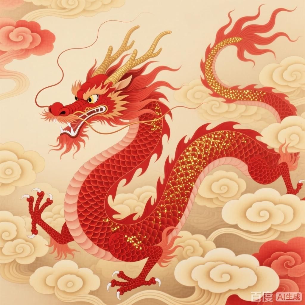 能否詳解紅龍在祥云中的形象