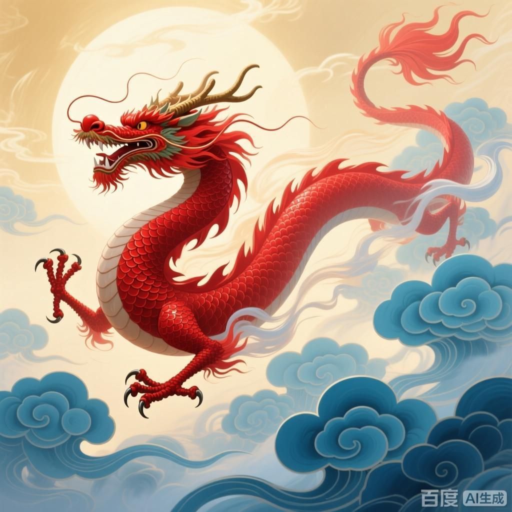 能否詳解紅龍在祥云中的形象