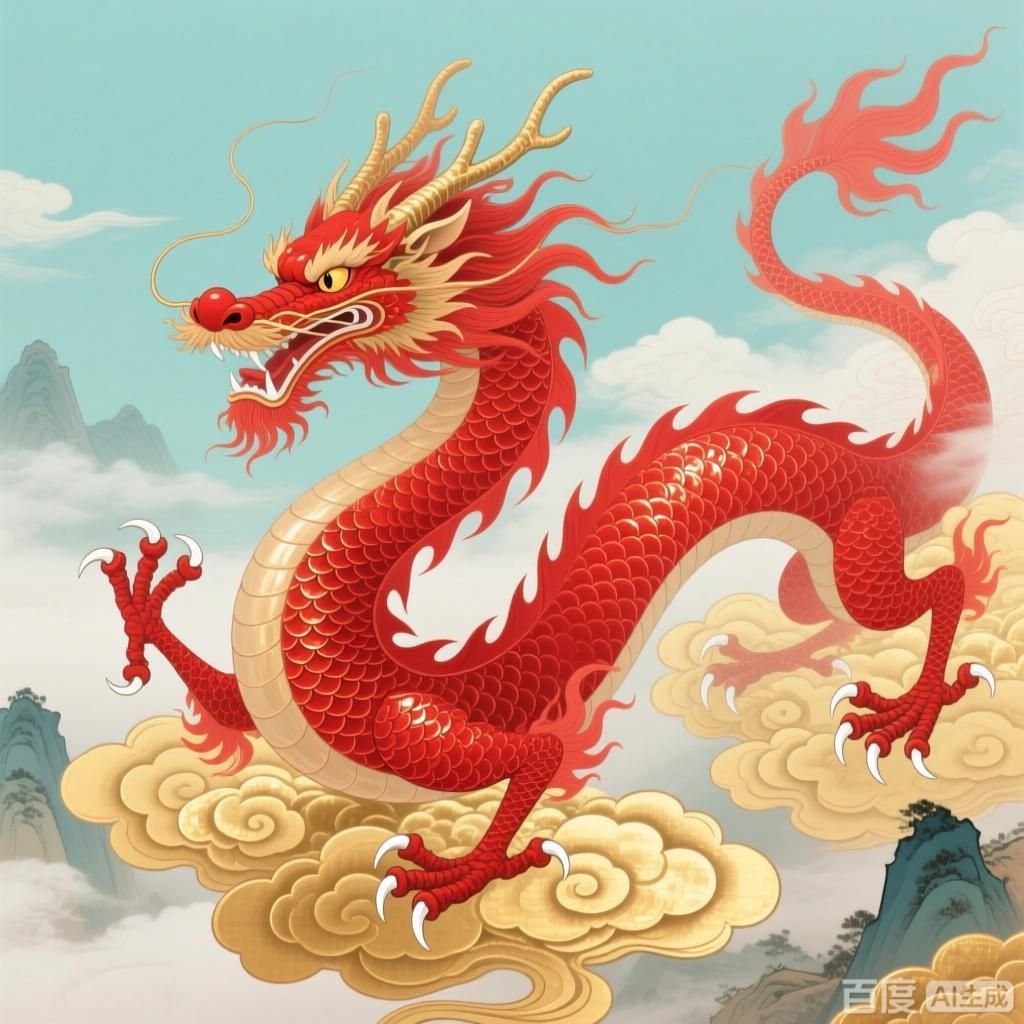 詳細解釋中國紅龍的象征意義，中國文化中象征著力量、勇氣和好運和好運和好運和繁榮
