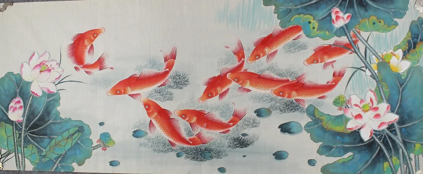 有哪些現代風格的九龍魚風水畫，現代風格的九龍魚風水畫 有哪些現代風格的九龍魚風水畫，現代風格的九龍魚風水畫 龍魚百科 第3張