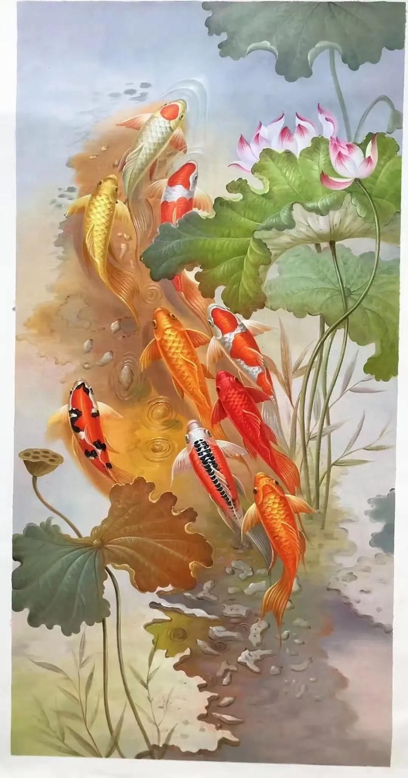有哪些現代風格的九龍魚風水畫，現代風格的九龍魚風水畫 有哪些現代風格的九龍魚風水畫，現代風格的九龍魚風水畫 龍魚百科 第9張