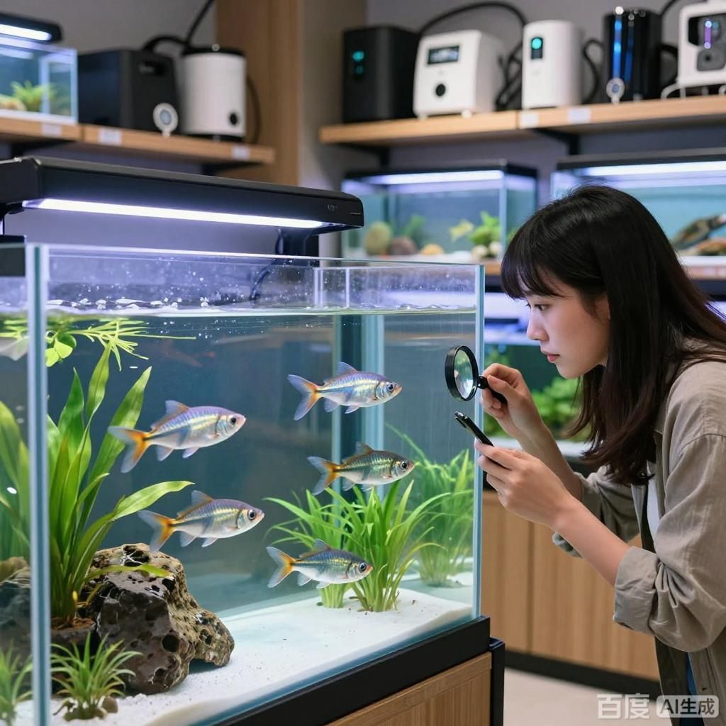 如何挑選健康的觀賞魚，如何挑選健康的觀賞魚，四張圖均圍繞健康觀賞魚