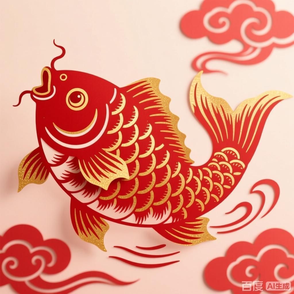 如何設計一個國風剪紙風格的吉祥物魚，國風剪紙風格的吉祥物魚