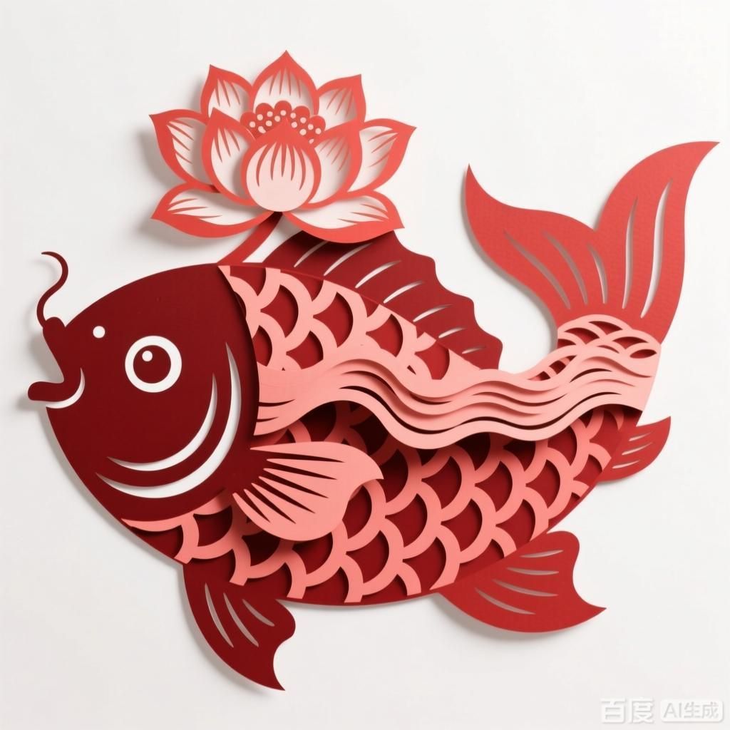如何設計一個國風剪紙風格的吉祥物魚，國風剪紙風格的吉祥物魚