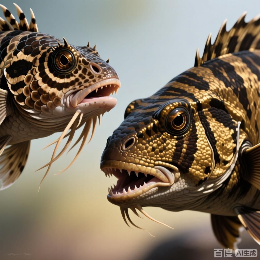 斑節恐龍魚和虎紋恐龍王魚哪個更受歡迎，斑節恐龍魚和虎紋恐龍王魚哪個更受歡迎四張插畫風格圖