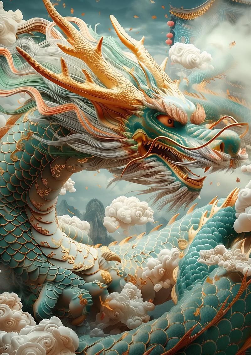 再給我幾張有藝術感的龍圖片，藝術龍圖片展現龍的不同形態與象征意義