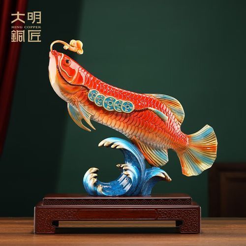 有哪些材質(zhì)適合龍魚擺件，大明銅匠富貴金龍魚擺件開業(yè)喬遷禮品牌龍魚擺件