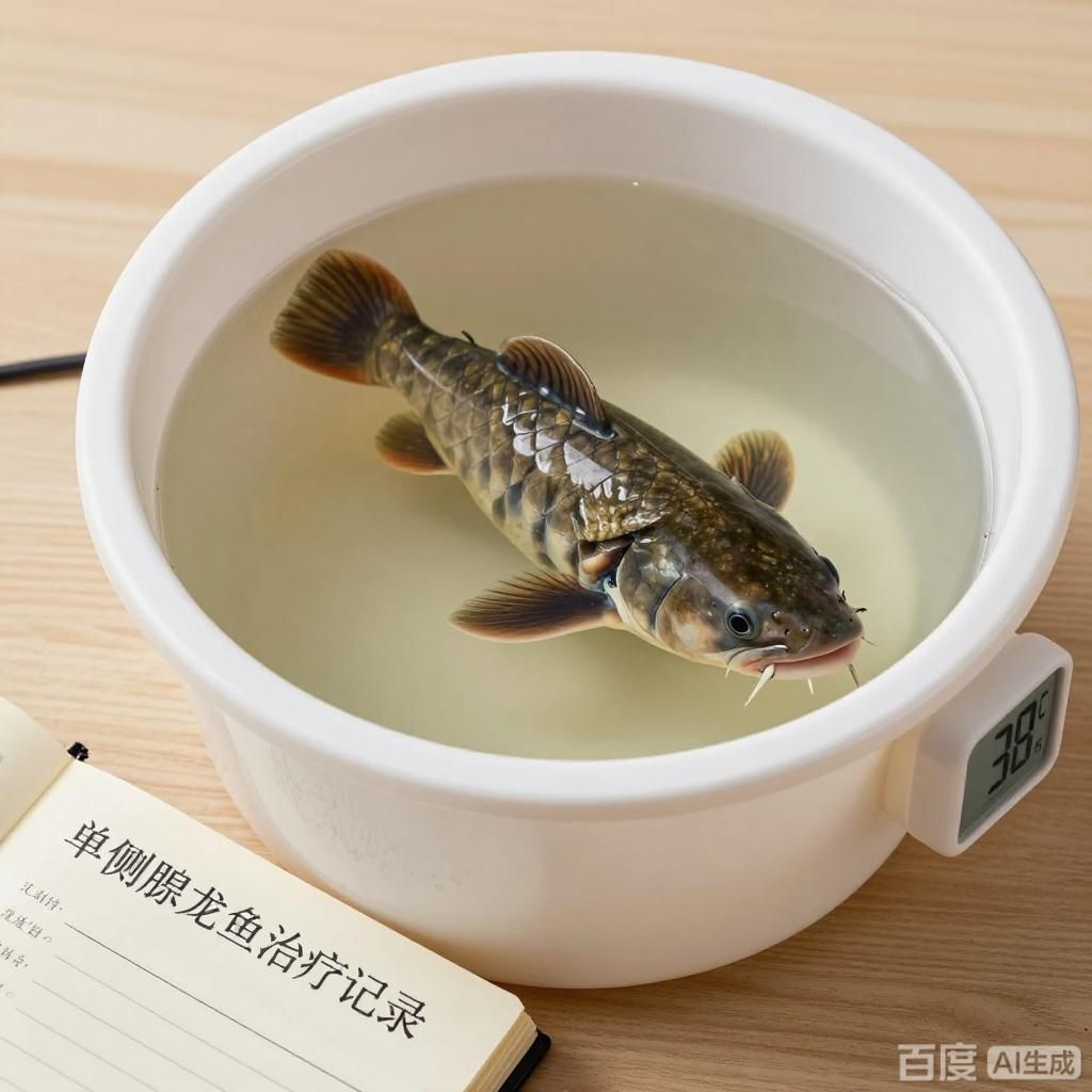 給我一些單側(cè)腮龍魚疾病的治療案例，單側(cè)腮龍魚疾病治療案例
