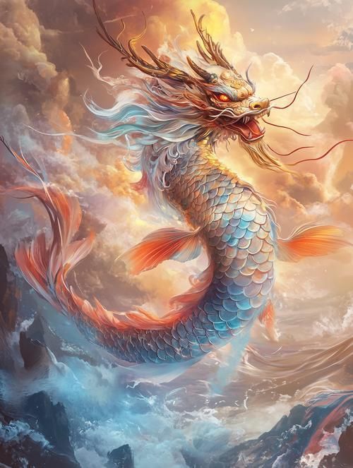 能提供一張鰲魚龍魚祥云圖的示例嗎，鰲魚龍魚祥云圖的文化象征與使用場景