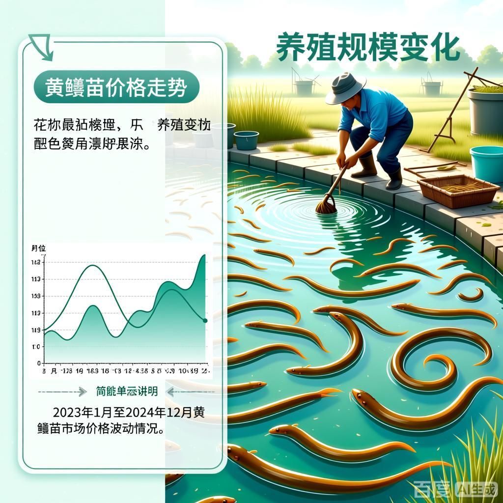 黃鱔苗價格波動原因，黃鱔苗價格波動對養殖戶有何影響4張圖表風格的插畫