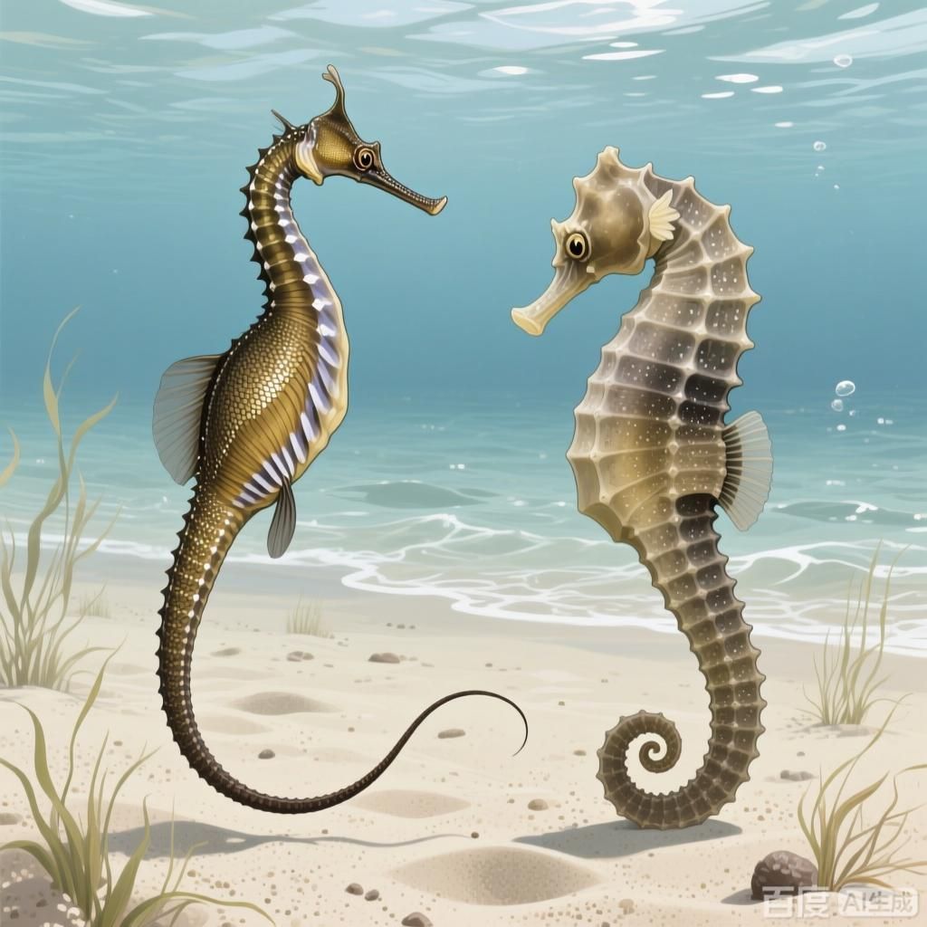 能給出更多海龍與海馬的差異點嗎，海龍與海馬在繁殖方式上的差異