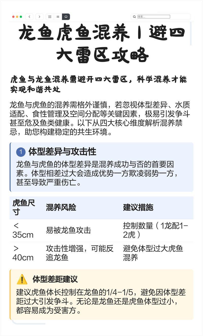 龍魚和虎魚混養有哪些常見誤區，龍魚和虎魚混養有哪些常見誤區,龍魚和虎魚混養有哪些誤區