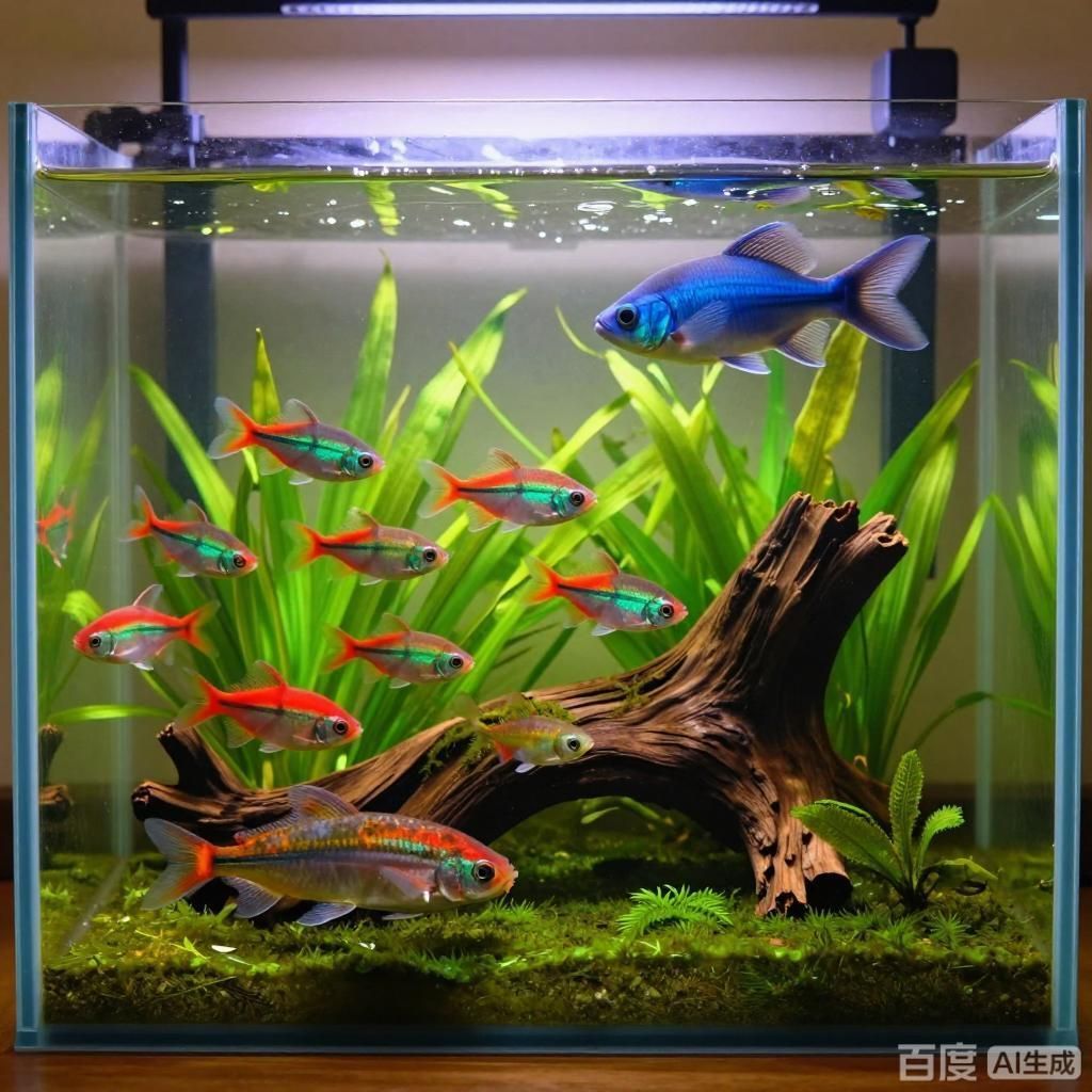 如何搭配魚缸中的魚類，如何搭配魚缸中的魚類，四張插畫圍繞魚缸混養