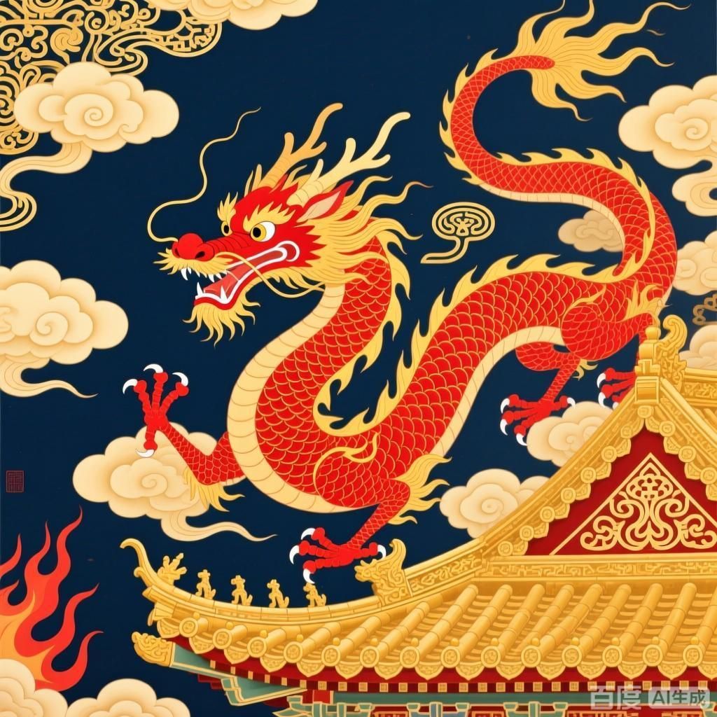 紅龍在哪些文化中有重要地位，四幅插畫分別展現不同文化中的紅龍形象