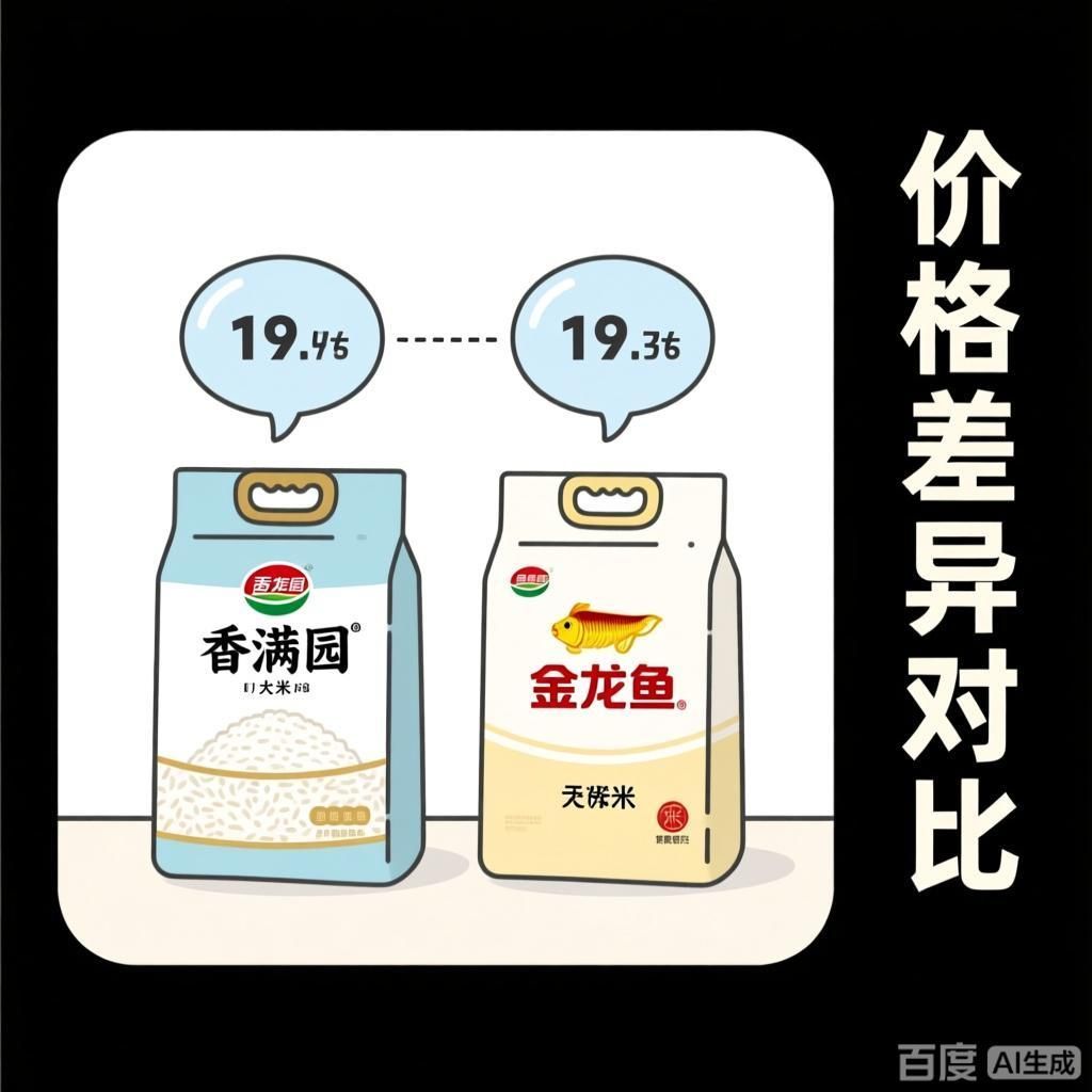 香滿園和金龍魚大米的價格差異大嗎？