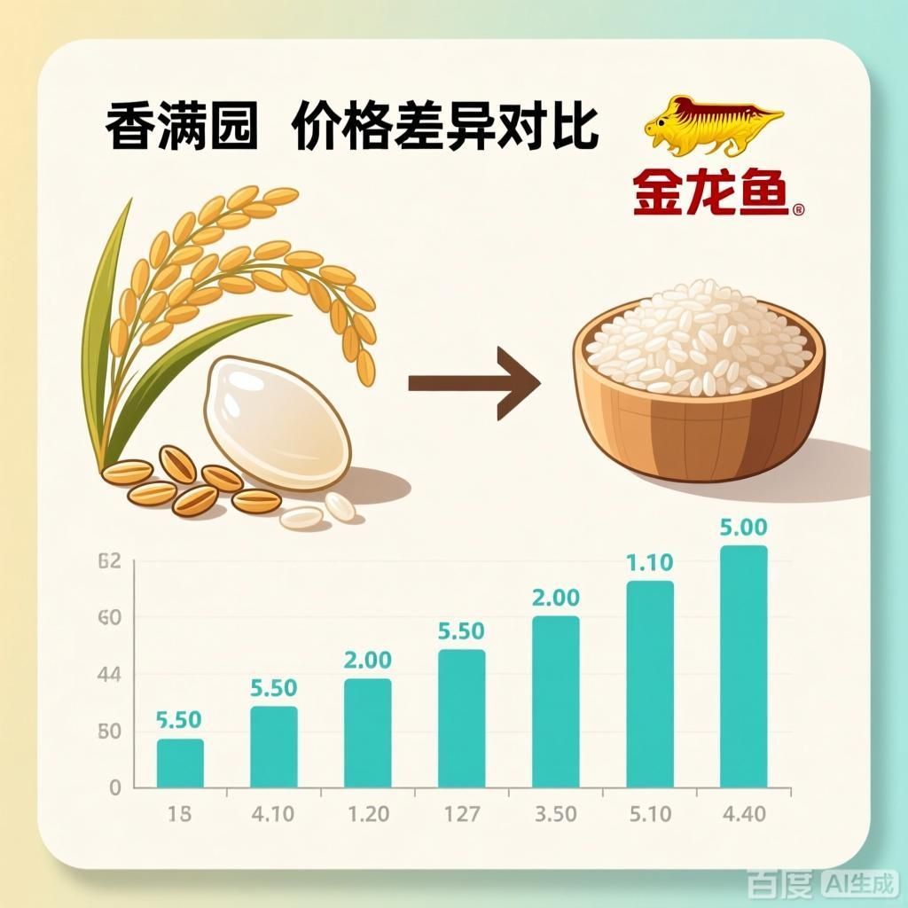 香滿園和金龍魚大米的價格差異大嗎？