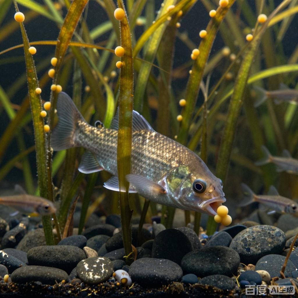 能提供更多關于魚類啄食魚卵的圖片嗎，能否提供更多關于魚類啄食魚卵的圖片